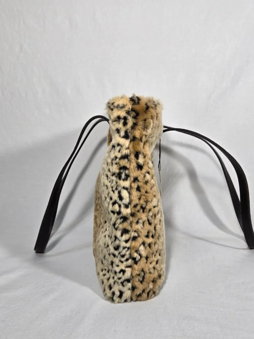 U.S.A Vintage Y2K Mob-Wife Animal Print Faux Fur Leather Strap TOTE BAG + 2 Pcs.